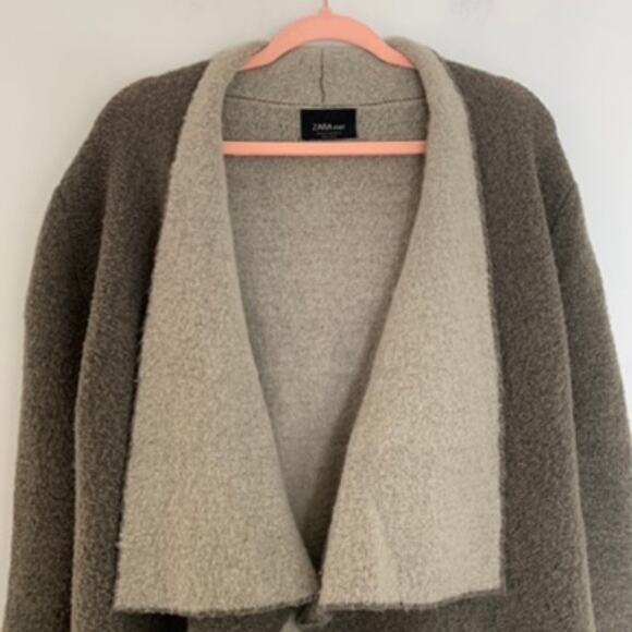 Zara Knit Two Tone Open Waterfall Cardigan SZ M - Picture 3 of 9